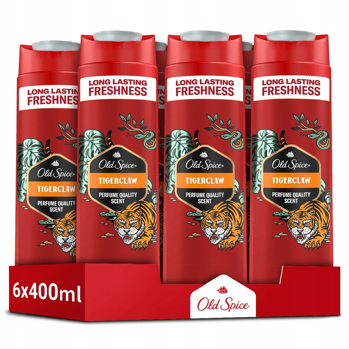 Sprchový gél a šampón Old Spice Tiger Claw pre mužov 3v1, 6 x 400ml